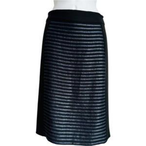 Halogen Nordstrom Black Gray Striped Straight Pencil Skirt Size 14 Knee Length